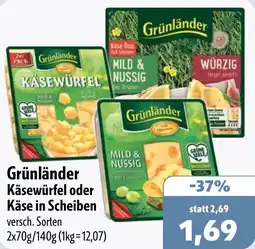 Aktiv Irma Grünländer Käsewürfel oder Käse in Scheiben Angebot