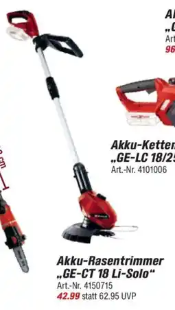 toom Baumarkt Einhell Akku-Rasentrimmer ,,GE-CT 18 Li-Solo" Angebot