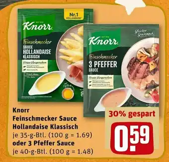 REWE Knorr feinschmecker sauce hollandaise klassisch oder 3 pfeffer sauce Angebot