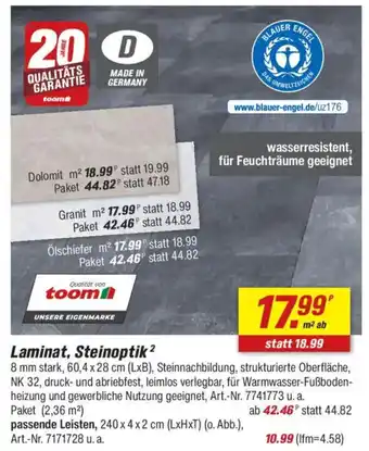 toom Baumarkt Laminat, Steinoptik Angebot