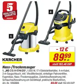 toom Baumarkt KARCHER 1. Nass-/Trockensauger ,,WD 3 S V-17/4/20" Angebot