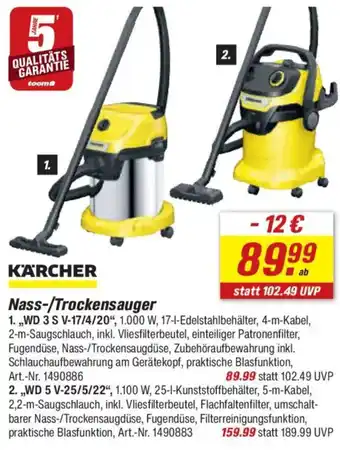toom Baumarkt KARCHER 2. Nass-/Trockensauger ,,WD 5 V-25/5/22" Angebot
