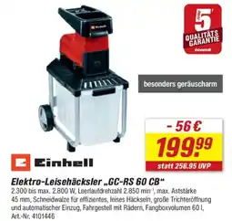 toom Baumarkt Einhell Elektro-Leisehäcksler „,GC-RS 60 CB" Angebot