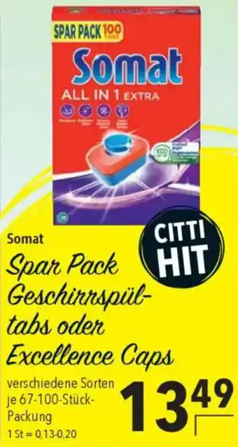 CITTI Markt Somat Spar Pack Geschirrspültabs oder Excellence Caps Angebot