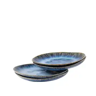 Netto Marken-Discount Gipfelstück Dessertteller-Set, Steinzeug Wilde Schlucht Blau Angebot