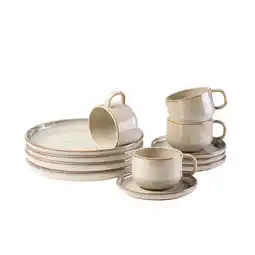 Netto Marken-Discount Gipfelstück Kaffeeservice, Steinzeug Nebelwald Beige Angebot