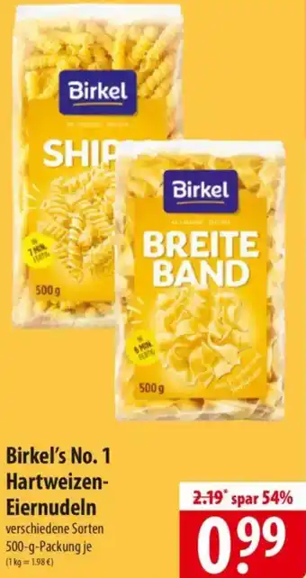Famila Nord Ost Birkel's No. 1 Hartweizen Eiernudeln Angebot