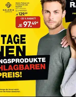 Galeria GALERIA cashmere Herren-Pullover mit V-Ausschnitt oder Rundhals Angebot