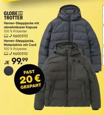 Galeria GLOBE TROTTER Herren-Steppjacke mit abnehmbarer Kapuze Angebot