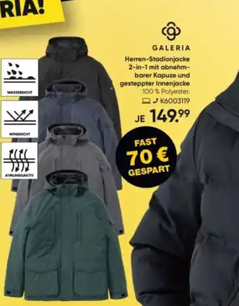 Galeria GALERIA Herren-Stadionjacke 2-in-1 mit abnehmbarer Kapuze und gesteppter Innenjacke Angebot