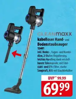 Famila Nord Ost CLEANMaxx kabelloser Hand- und Bodenstaubsauger 12401 Angebot