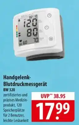 Famila Nord Ost Handgelenk- Blutdruckmessgerät BW 320 Angebot