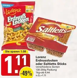 WEZ Lorenz Erdnusslocken oder Saltletts Sticks Angebot
