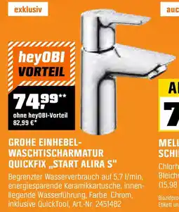 OBI GROHE EINHEBEL- WASCHTISCHARMATUR QUICKFIX,,START ALIRA S" Angebot