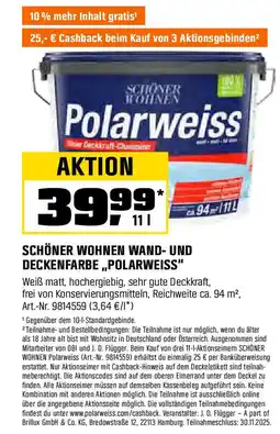 OBI SCHÖNER WOHNEN WAND- UND DECKENFARBE ,,POLARWEISS" Angebot
