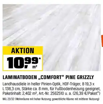 OBI LAMINATBODEN „COMFORT" PINE GRIZZLY Angebot
