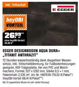 OBI EGGER DESIGNBODEN AQUA DURA+ ,,TITANIT ANTHRAZIT" Angebot