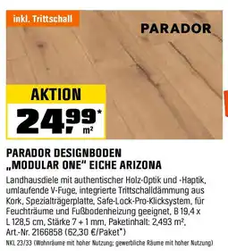OBI PARADOR DESIGNBODEN ,,MODULAR ONE" EICHE ARIZONA Angebot