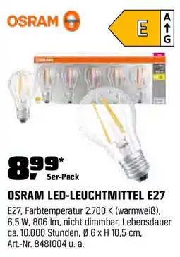 OBI OSRAM LED-LEUCHTMITTEL E27 Angebot