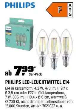 OBI PHILIPS LED-LEUCHTMITTEL E14 3er-Pack Angebot
