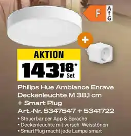 OBI Philips Hue Ambiance Enrave Deckenleuchte M 38,1 cm + Smart Plug Angebot