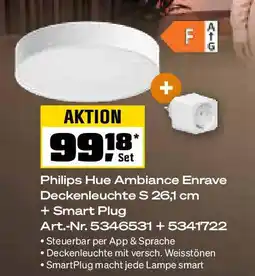 OBI Philips Hue Ambiance Enrave Deckenleuchte S 26,1 cm + Smart Plug Angebot