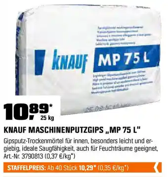 OBI KNAUF MASCHINENPUTZGIPS „MP 75 L" Angebot