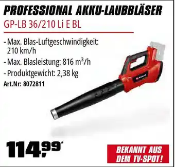 OBI Einhell PROFESSIONAL AKKU-LAUBBLÄSER GP-LB 36/210 Li E BL Angebot