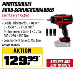 OBI Einhell PROFESSIONAL AKKU-SCHLAGSCHRAUBER IMPAXXO 18/450 Angebot