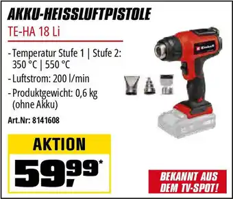 OBI Einhell AKKU-HEISSLUFTPISTOLE TE-HA 18 Li Angebot