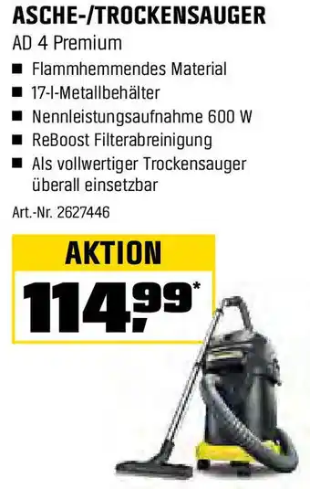 OBI KÄRCHER ASCHE-/TROCKENSAUGER AD 4 Premium Angebot