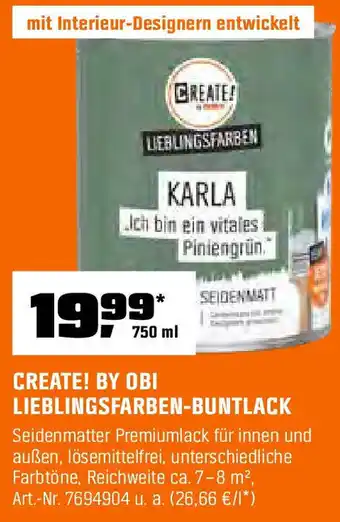 OBI CREATE! BY OBI LIEBLINGSFARBEN-BUNTLACK Angebot