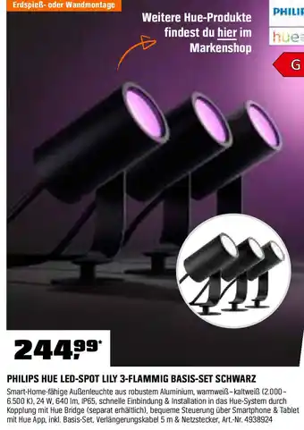 OBI PHILIPS HUE LED-SPOT LILY 3-FLAMMIG BASIS-SET SCHWARZ Angebot