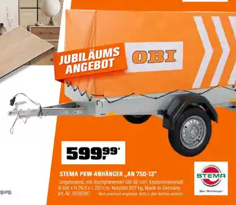 OBI STEMA PKW-ANHÄNGER „AN 750-13" Angebot