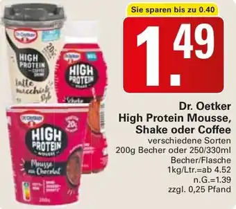 WEZ Dr. Oetker High Protein Mousse, Shake oder Coffee Angebot