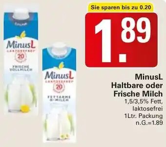 WEZ MinusL Haltbare oder Frische Milch Angebot