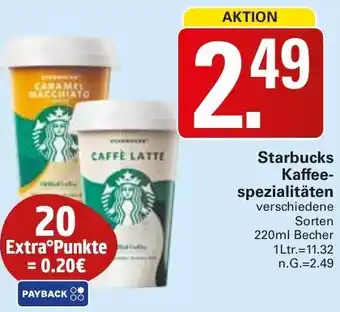 WEZ Starbucks Kaffeespezialitäten Angebot