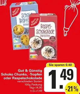 WEZ Gut & Günstig Schoko Chunks, Tropfen oder Raspelschokolade Angebot