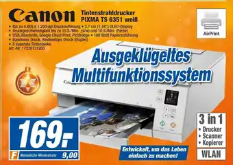 expert Techno Land Canon Tintenstrahldrucker Pixma TS 6351 weiss Angebot