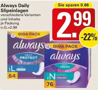 WEZ Always Daily Slipeinlagen Angebot