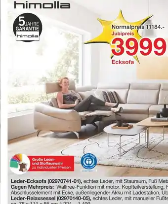 Möbelzentrum Pforzheim Himolla leder-ecksofa Angebot