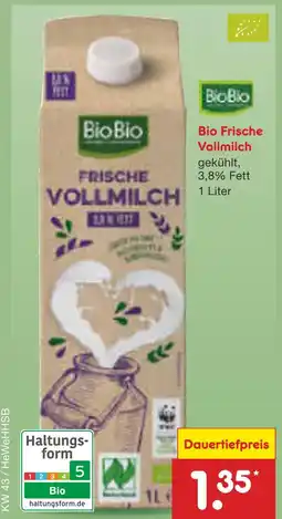 Netto Marken-Discount Biobio bio frische vollmilch Angebot