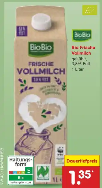 Netto Marken-Discount Biobio bio frische vollmilch Angebot