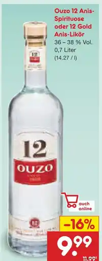 Netto Marken-Discount Ouzo 12 anis-spirituose Angebot