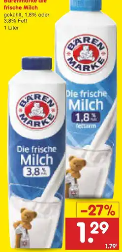 Netto Marken-Discount Bärenmarke die frische milch 1,8% fett Angebot