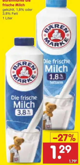 Netto Marken-Discount Bärenmarke die frische milch 1,8% fett Angebot