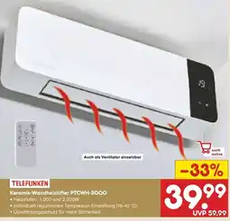 Netto Marken-Discount Telefunken keramik-wandheizlüfter ptcwh-2000 Angebot