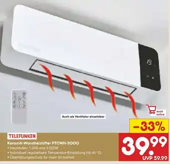 Netto Marken-Discount Telefunken keramik-wandheizlüfter ptcwh-2000 Angebot