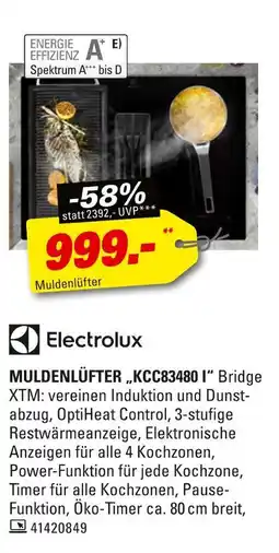 Höffner Electrolux muldenlüfter „kcc83480 i“ bridge xtm Angebot