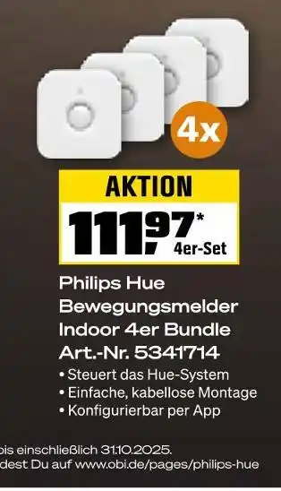 OBI Philips hue bewegungsmelder indoor 4er bundle Angebot